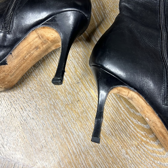 MANOLO BLAHNIK Black Leather Knee-High Stiletto Heel Boots 37 - Picture 5 of 8